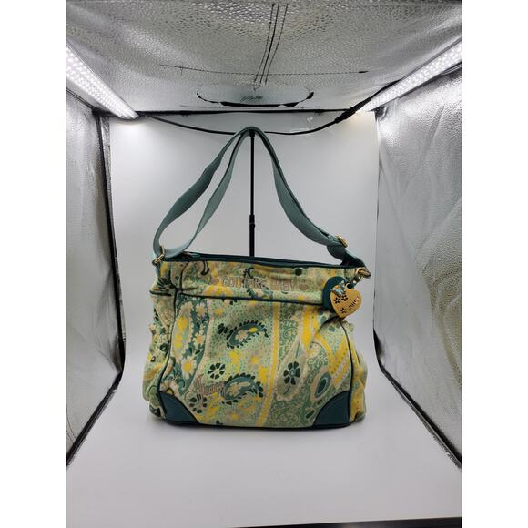 Juicy Couture Green Yellow Paisley Couture Baby Shoulder Bag Vintage Y2K - Picture 13 of 16